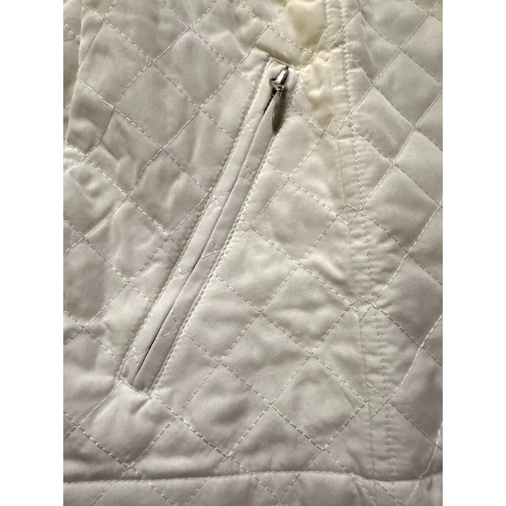 🌼RQT Quilted Jacket Size Small Lightweight Outdoors Off White Silver Buttons - Picture 6 of 9